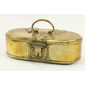 An unusual early 19th Century large heavy brass Tobacco Box, with shaped hinges, handle and lock, ap... 