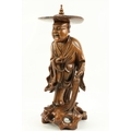A very good 19th Century Japanese carved boxwood Figure, of a Street Vendor, approx. 41cms (16