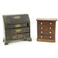 Two 19th Century mahogany Apprentice Pieces, a drop front Bureau, three drawers on ogee bracket feet... 