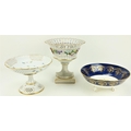 Two attractive Continental porcelain Tazzi or Fruit Bowls, with floral decoration, and a floral deco... 