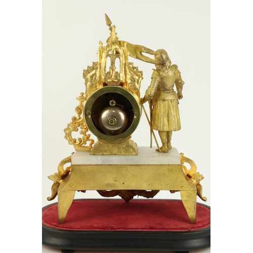 67 - An attractive 19th Century French gilt metal and marble Mantle Clock, by Japy Freres, Paris, surmoun... 