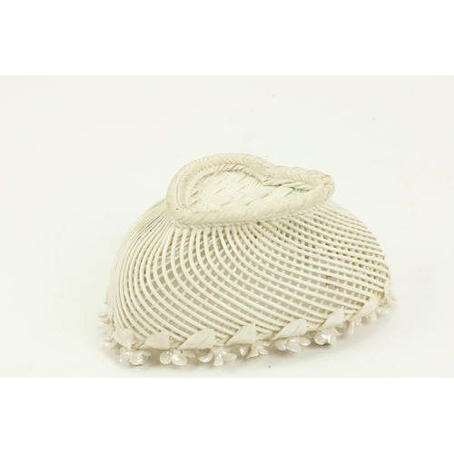 77 - A First Period Belleek floral Basket, with strap mark. (1)