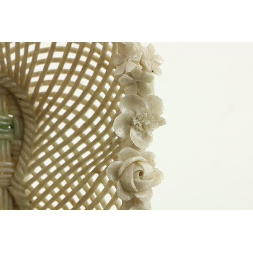 77 - A First Period Belleek floral Basket, with strap mark. (1)