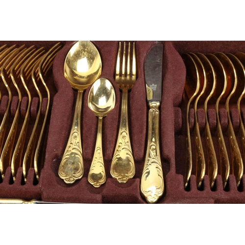 83 - A cased set of Bestecke (S.B.S.) 24 carat Hartvergoldet Solingen Cutlery, for a 12 setting, includin... 