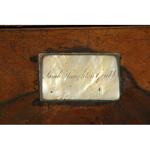 239 - A 19th Century rosewood and mother-o-pearl inlaid Ladies Writing Slope, with inscription 'Sarah Haug... 