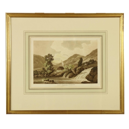 16 - Jonathan Fisher, (1740 - 1809)A good set of 6 hand coloured sepia Prints of Co. Wicklow & Dublin... 