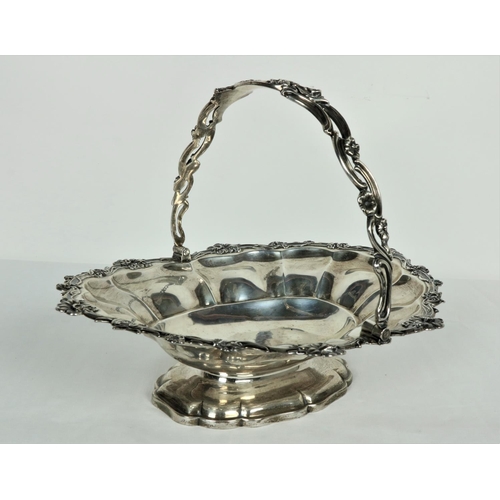 721 - A good early William IV English silver Fruit Basket, oval shape with floral decorated border and pie... 