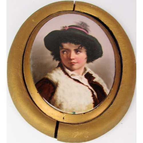 843 - A good large hand painted 19th Century continental oval porcelain Plaque, possibly Berlin, 