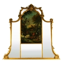 A very attractive carved giltwood Trumeau Mirror, the ornate frame with cartouche above an 18th Cent... 