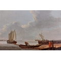 Circle of William Anderson (1757 - 1837) 'Fisherfolk in a Harbour,' O.O.P., 8' x 13 1/2' (20cms... 