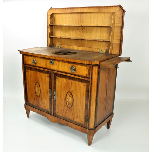 223 - A rare George III Sheraton period satinwood Gentlemans Dressing Table, the lift top with wide rosewo... 