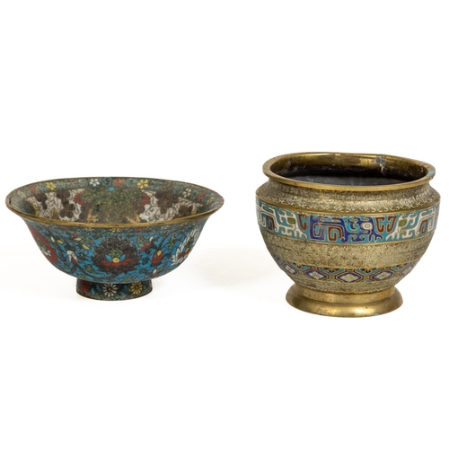 239 - An early Chinese cloisonné Bowl, profusely decorated with colourful flowers, 10