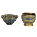 An early Chinese cloisonné Bowl, profusely decorated with colourful flowers, 10
