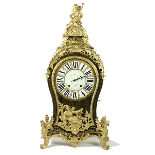 245 - A fine and impressive 19th Century French Clock, by Charles le Roy, Paris, the boulle case with wing... 