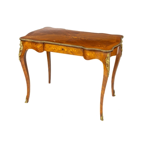 266 - A late 19th Century kingwood and floral marquetry Centre Table or Writing Table,  with ornate b... 