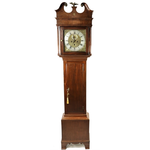 271 - An attractive 19th Century mahogany Longcase Clock, with swan neck pediment above a square brass dia... 