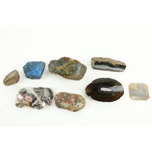 348 - A quantity of polished semi-precious Minerals, various colours, including tiger eye agate, marble an... 