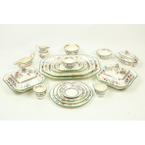 349 - A large 12 piece Copeland Spode Dinner Service, Chinese rose design, comprising plates, cups, platte... 