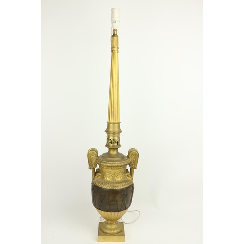 478 - An attractive bronze and gilt bronze Table Lamp, in the form of the Townley Vase, with two handles s... 