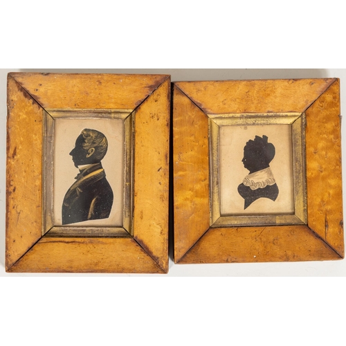 815 - A pair of 19th Century Silhouette Profile Portrait Miniatures, 