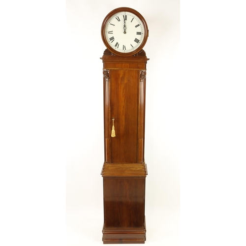 867 - An Art Deco style mahogany Longcase Clock, the circular painted dial with Roman numerals in a mahoga... 