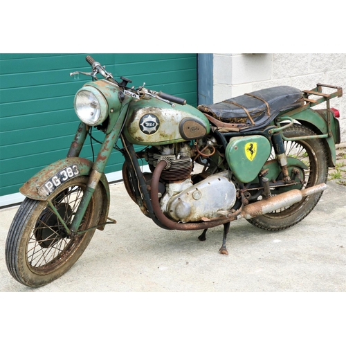 1596 - A 1955 BSA A7 Shooting Star 500cc Motorbike, coloured army green, engine number CA7SS998, mileage 27... 