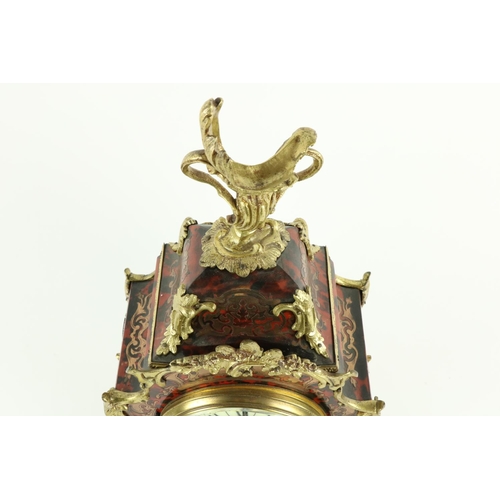 122 - A fine quality French Mantel Clock, with boulle case and overall ormolu rococo mounts with pierced d... 