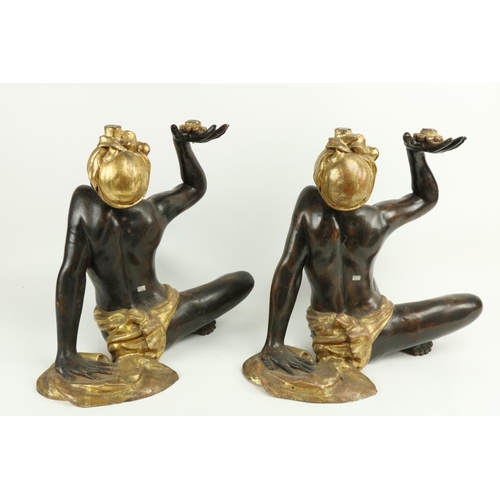 179 - A pair of attractive semi-nude Nubian seated Female Figures, each approx. 54cms high (21