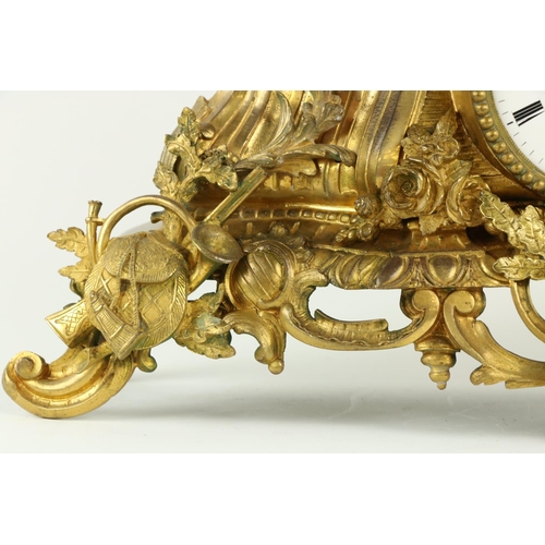 215 - A 19th Century French ormolu and plated figural Mantle Clock, the top surmounted with elegant Lady s... 