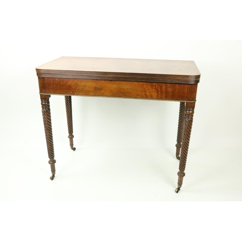 229 - A fine quality Regency period fold-over Card Table, the plain top with reeded edges over a frieze wi... 