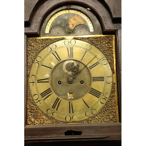 231 - A Georgian period mahogany cased Irish Grandfather Clock, the swan neck hood with arched glazed door... 