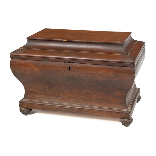 235 - A large William IV period mahogany Cellaret, probably Irish, of sarcophagus form with five division ... 