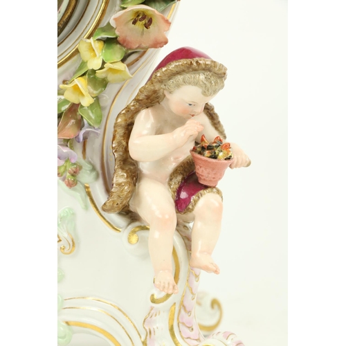 268 - An attractive Meissen porcelain flower encrusted Clock, c. 1900, with floral finial above four ... 