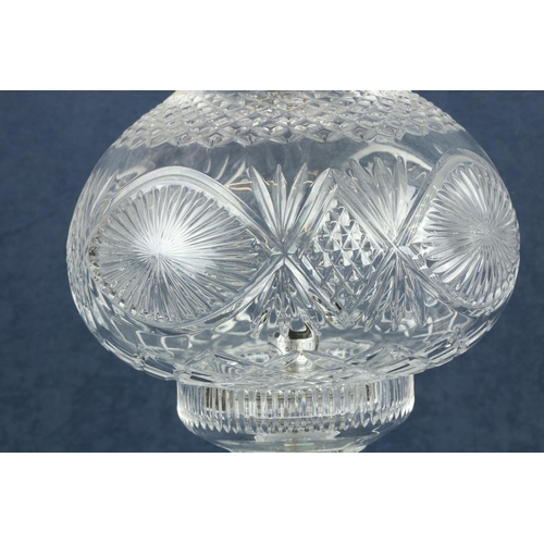 269 - A Tipperary crystal Table Lamp, with bulbous shade on circular stainless base, 17