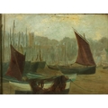 Mary Kate Benson (1842-1921)'Fishing Boats,' St. Ives Cornwall, O.O.P., inscribed and dated verso 18... 