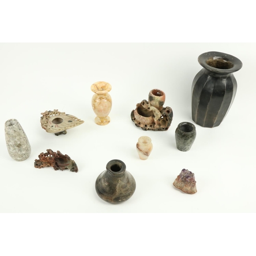 300 - A collection of miscellaneous Chinese and other carved Soapstone and Marble Items, comprising a mult... 