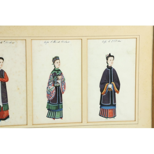 319 - 19th Century Chinese SchoolA set of 5 rice paper Portraits of various Chinese dignitaries, four fema... 