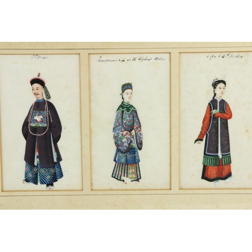 319 - 19th Century Chinese SchoolA set of 5 rice paper Portraits of various Chinese dignitaries, four fema... 