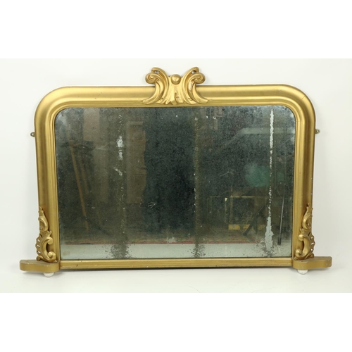 330 - A Victorian giltwood Overmantel, of small proportions with plate mirror, 79cms high x 120cms wide (4... 