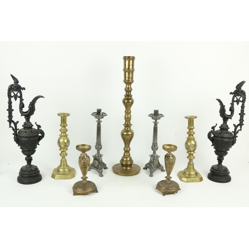 334 - A pair of bronzed Spelter Neo-classical Mantlepiece Ewers, 19 1/2