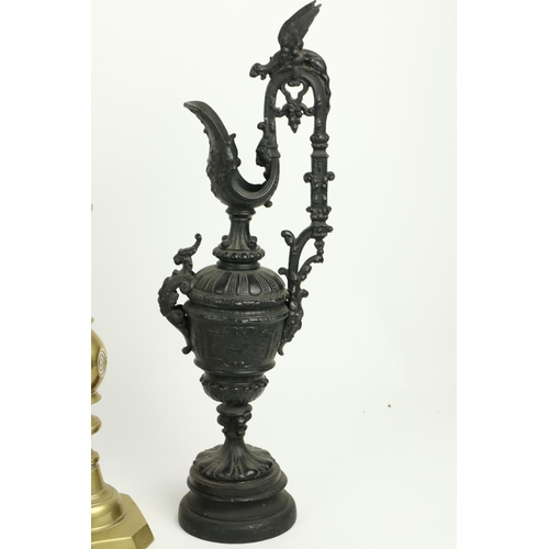 334 - A pair of bronzed Spelter Neo-classical Mantlepiece Ewers, 19 1/2