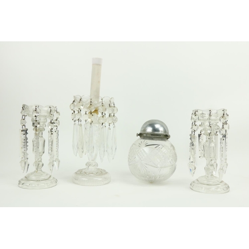 335 - A pair of cutglass lustre Candlesticks, 9