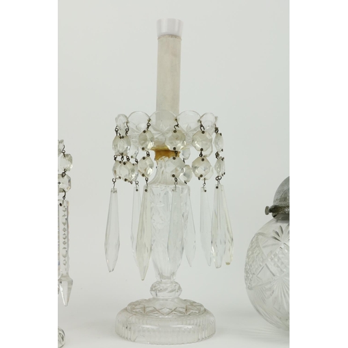 335 - A pair of cutglass lustre Candlesticks, 9