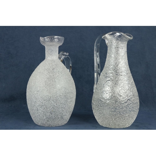 344 - Two similar frosted glass Ice Water Jugs, each with ice cube cavity, 12