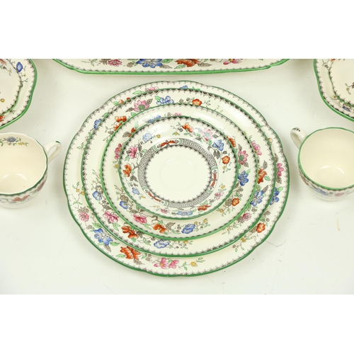 349 - A large 12 piece Copeland Spode Dinner Service, Chinese rose design, comprising plates, cups, platte... 