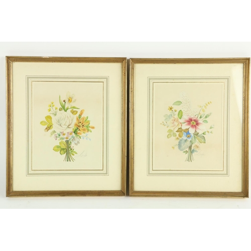 352 - A pair of early 20th Century Watercolours, each depicting colourful floral bouquets and indistinctly... 