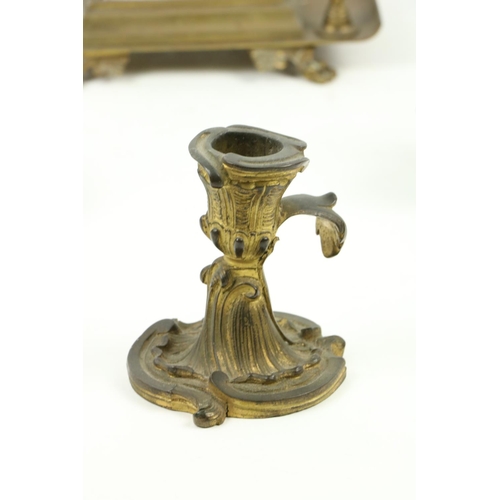 381 - A pair of silver plated Figural Salts, a rococo style gilt bronze Chamber Candlestick, a pair of Art... 