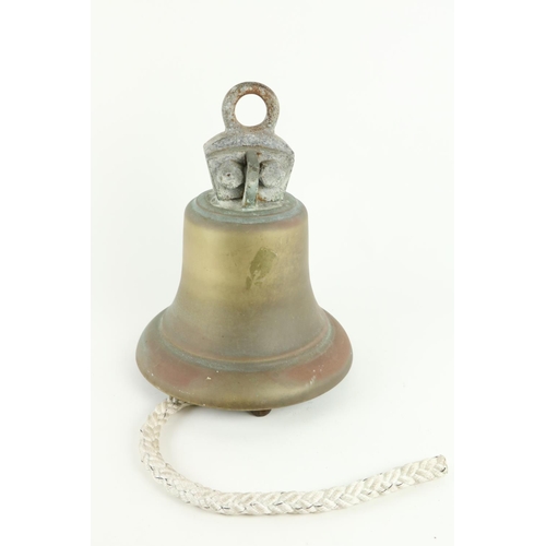 386 - A heavy bronze Bell, with cast iron ring supports, inscribed H.M.S., Bridgewater 1929, 14