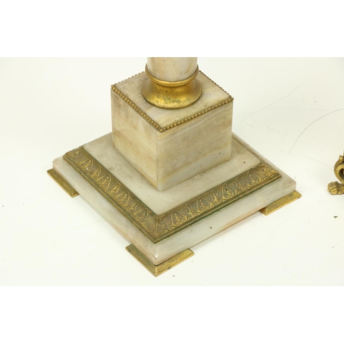 417 - Two similar French onyx Plinths, one with Corinthian ormolu capital on cylindrical stem with square ... 