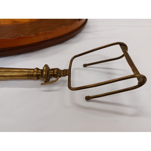 420 - A very attractive oval burr maple and kingwood banded Serving Tray, with wavy gallery and two brass ... 